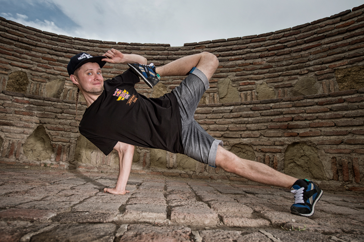 Killa Kolya from Kazakhstan poses for a photo at Narikala fortress overlooking Tbilisi, Georgia, after winning Red Bull BC One Eastern European Final on September 6th, 2015.