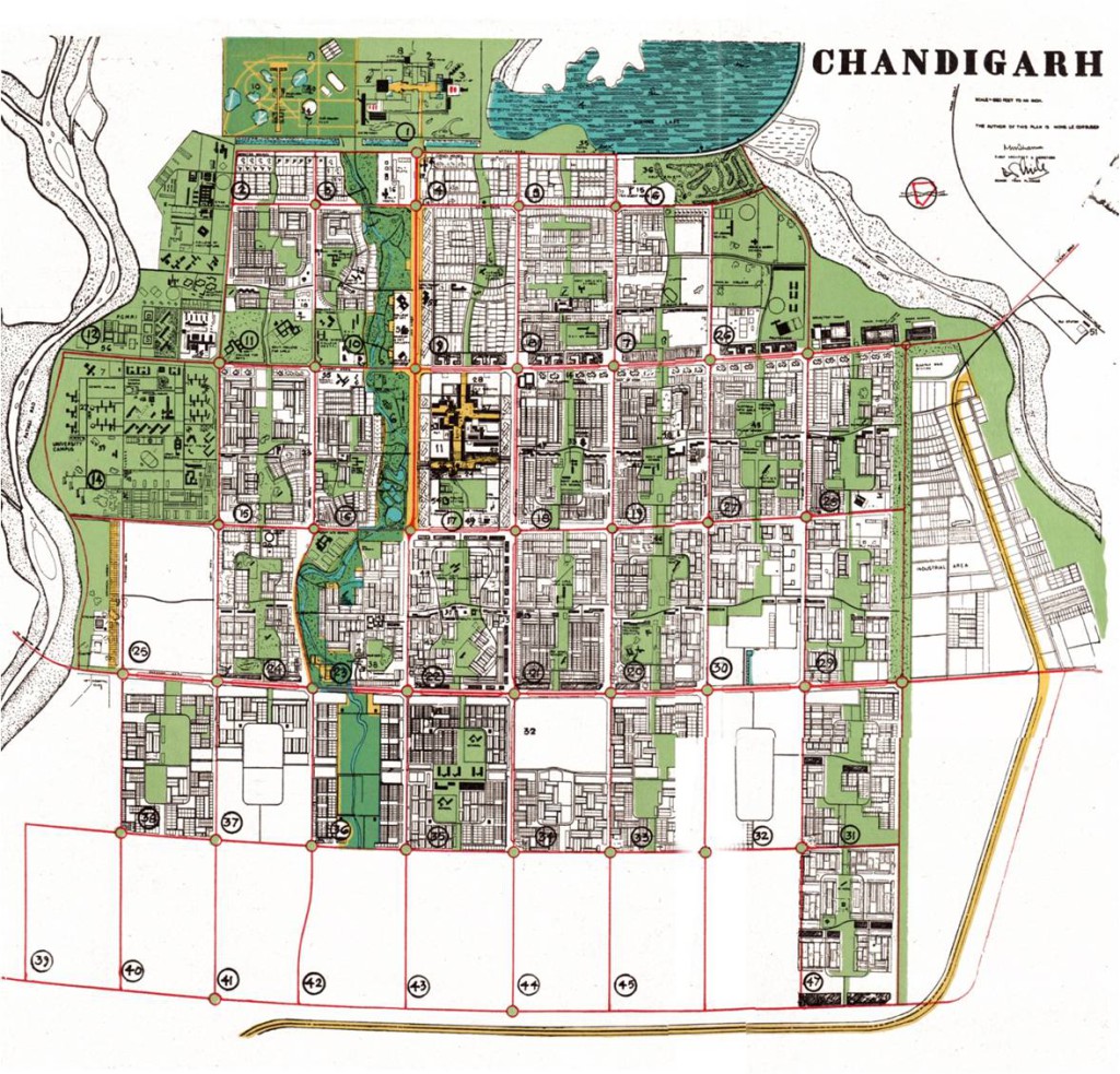 Il piano urbanistico della città di Chandigarh progettato da Le Corbusier 