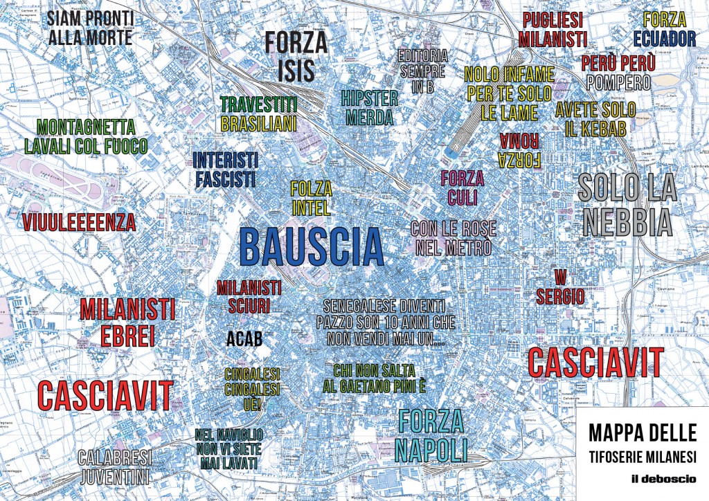 Mappa del tifo a Milano secondo il Deboscio