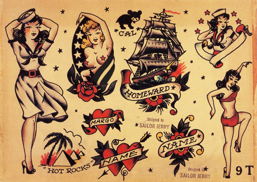Disegni originali Sailor Jerry, particolarmente adatti ai lupi di mare.